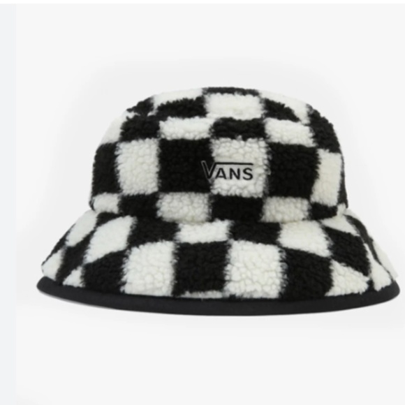 Vans Checker Fleece White Bucket Hat - Picture 1 of 3